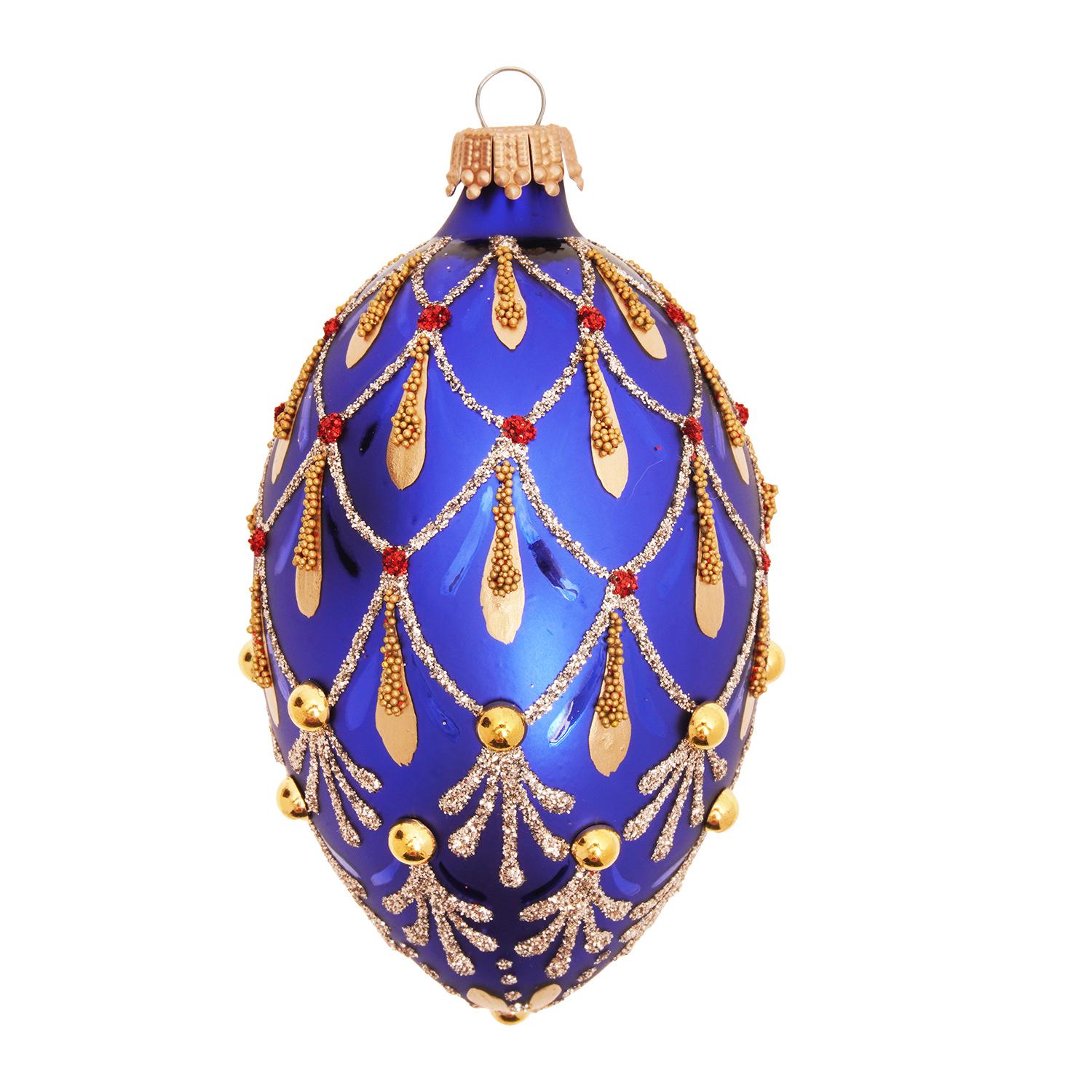 Baumschmuck Ei-Strassdekor Venedig Blau 10cm