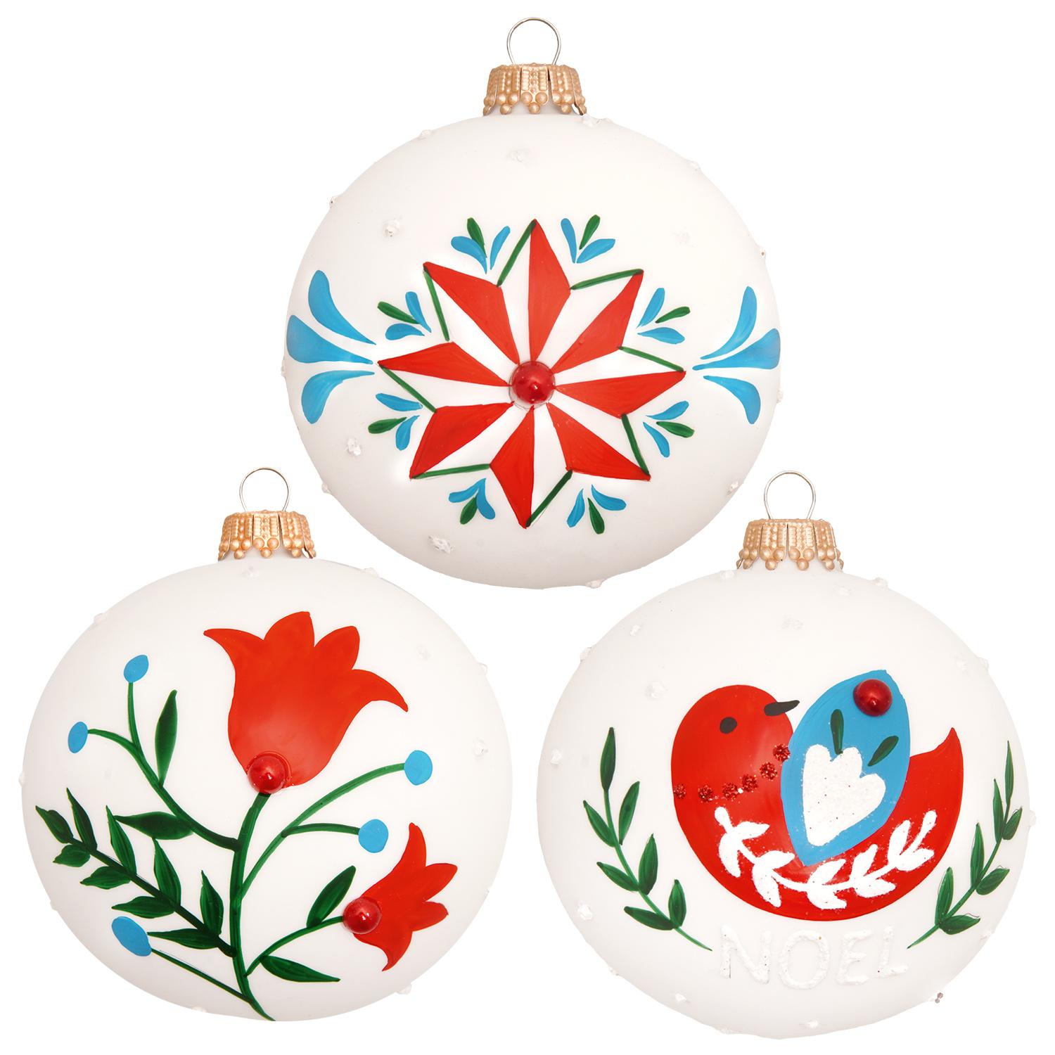 Weihnachtskugeln Gartenparadies Wei� 8cm