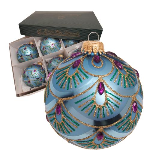 Weihnachtskugeln Pfaumuster Trkis 8cm