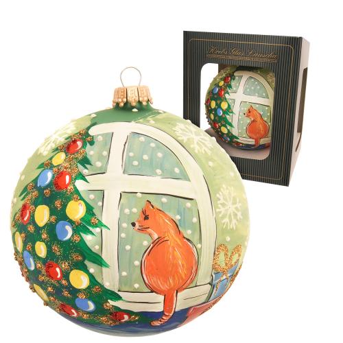 Weihnachtskugel Katze am Fenster mehrfarbig 10cm