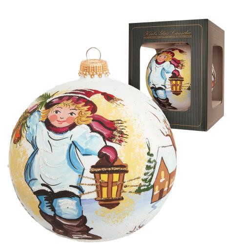 Weihnachtskugel Junge mit Laterne mehrfarbig 10cm
