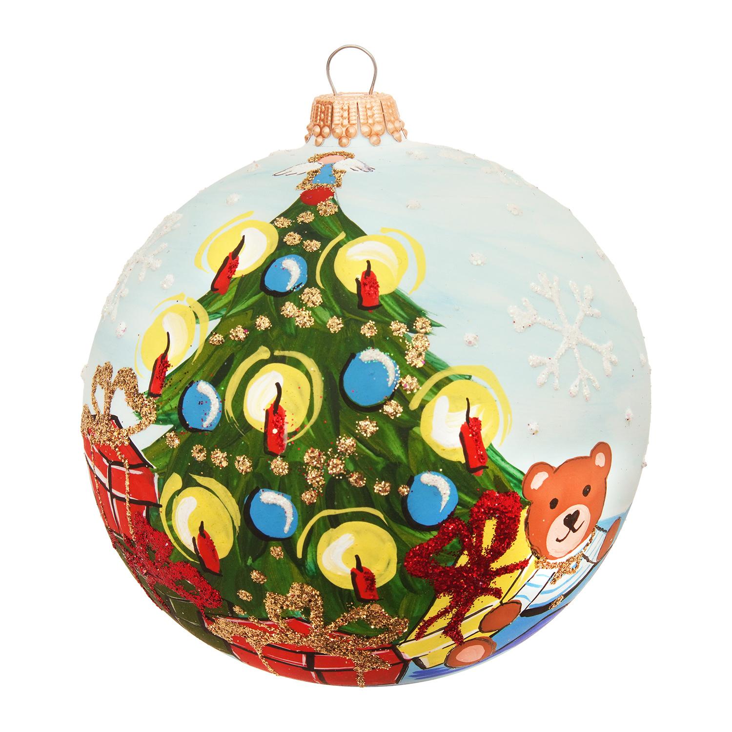 Weihnachtskugel Christbaum und B�r Blau 10cm