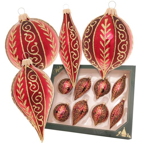 Weihnachtskugeln Sortiment Ranken Rot 7cm