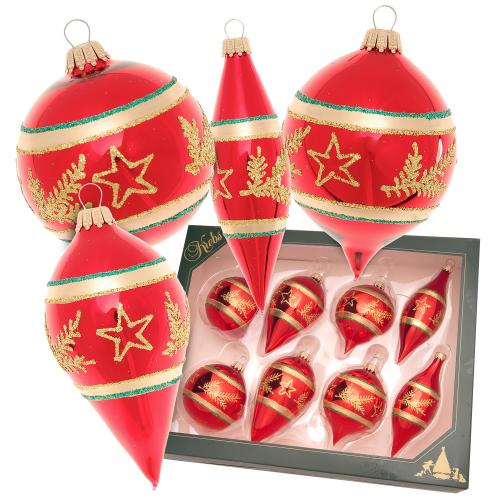 Weihnachtskugeln Sortiment Sterne Rot 7cm