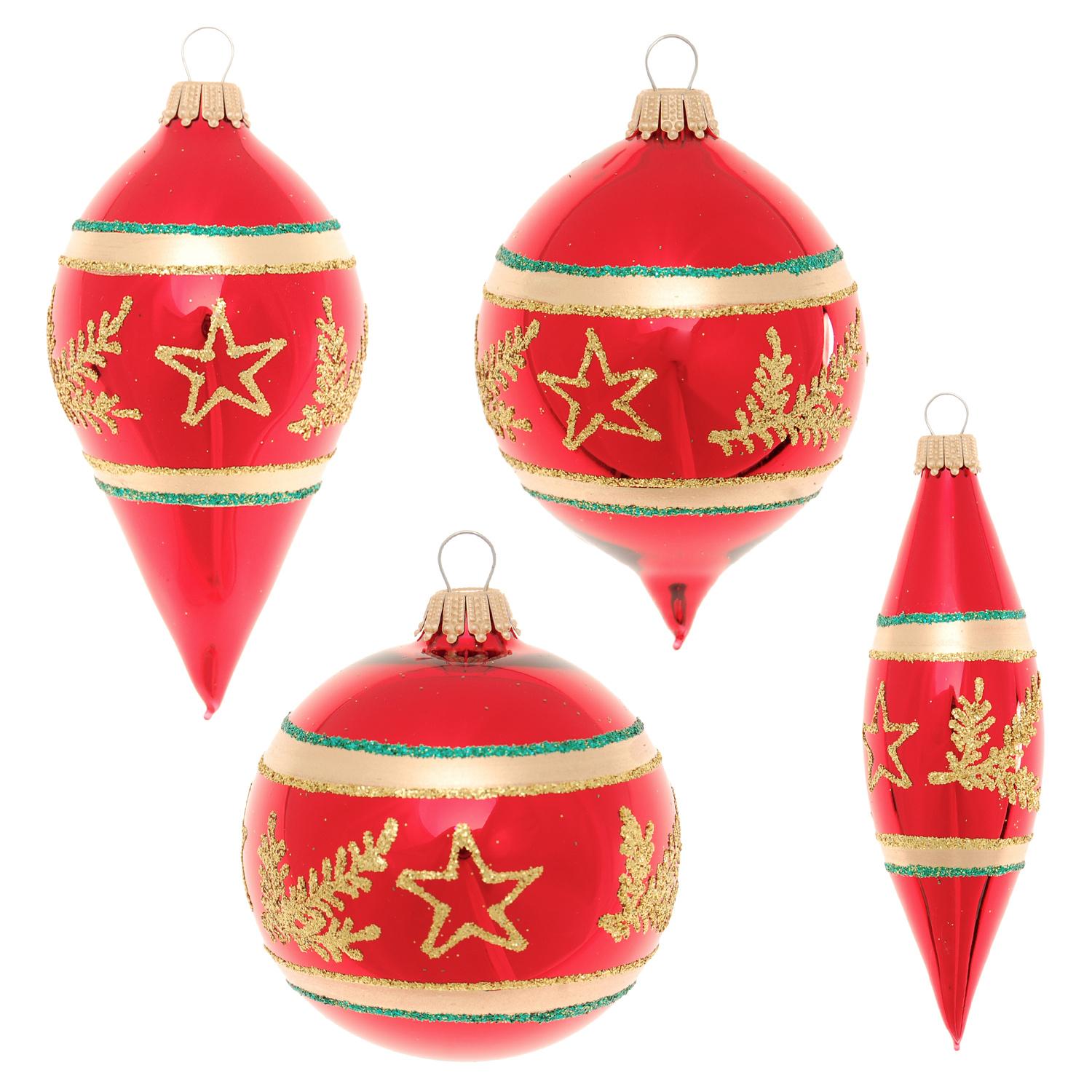 Weihnachtskugeln Sortiment Sterne Rot 7cm