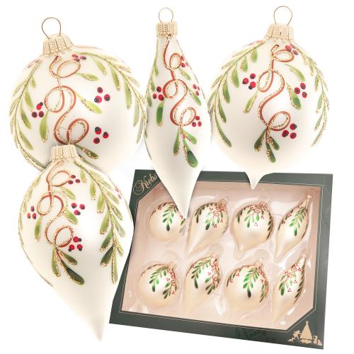 Weihnachtskugeln Bltterranken Beige 7cm
