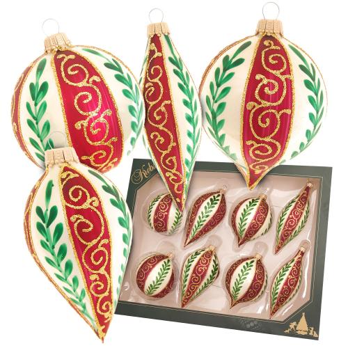 Weihnachtskugeln Lia mit Bltterranken Beige 7cm