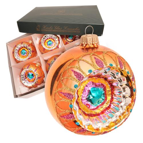 Weihnachtskugel Reflex orange 8cm