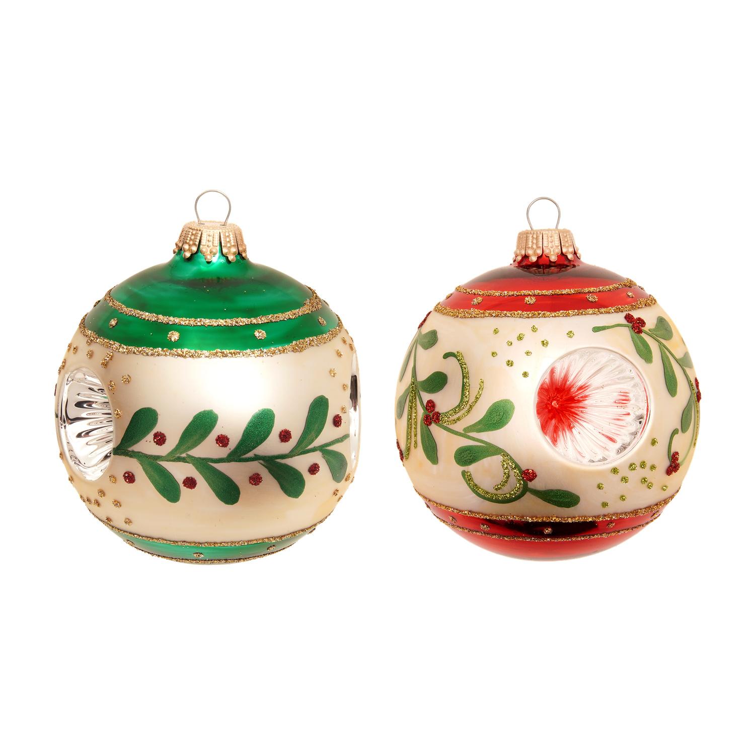 Weihnachtskugeln Reflektorset Winterzweige Silberfarbig 8cm