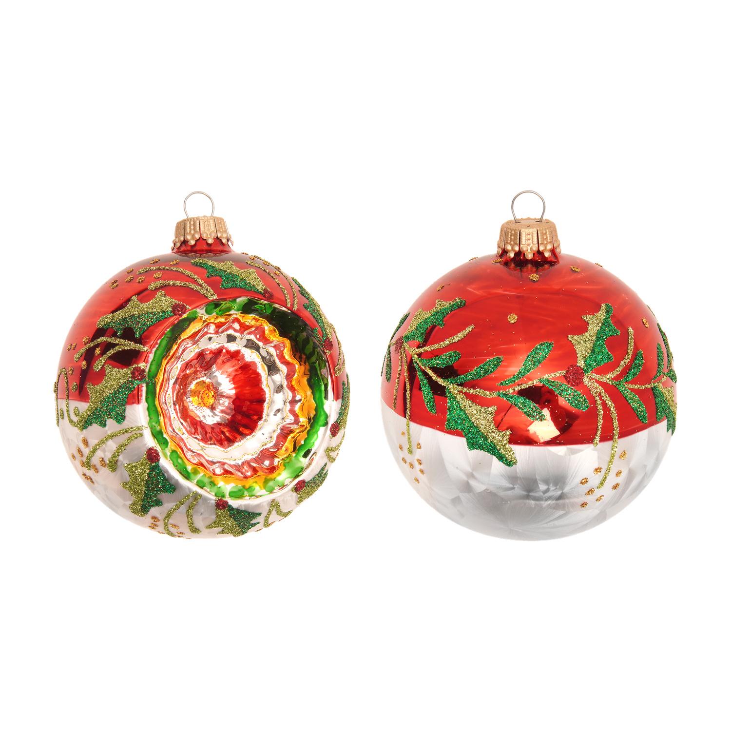 Weihnachtskugeln Reflexset Ilex Rot 8cm