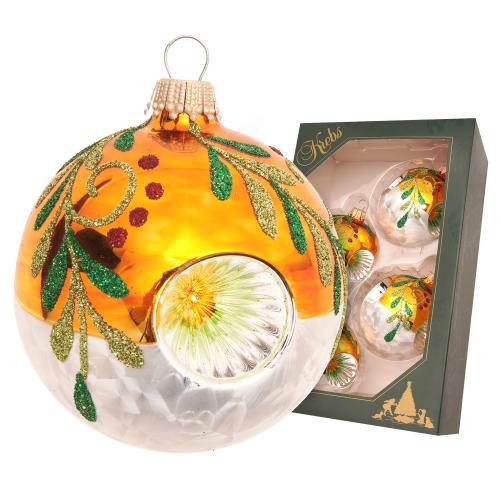Weihnachtskugeln Reflex Winterzweige Goldfarbig 7cm