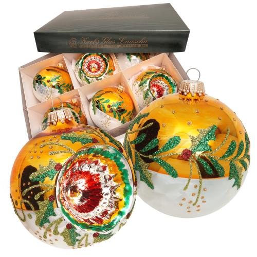 Weihnachtskugel Reflex- und Kugelset gold 8cm