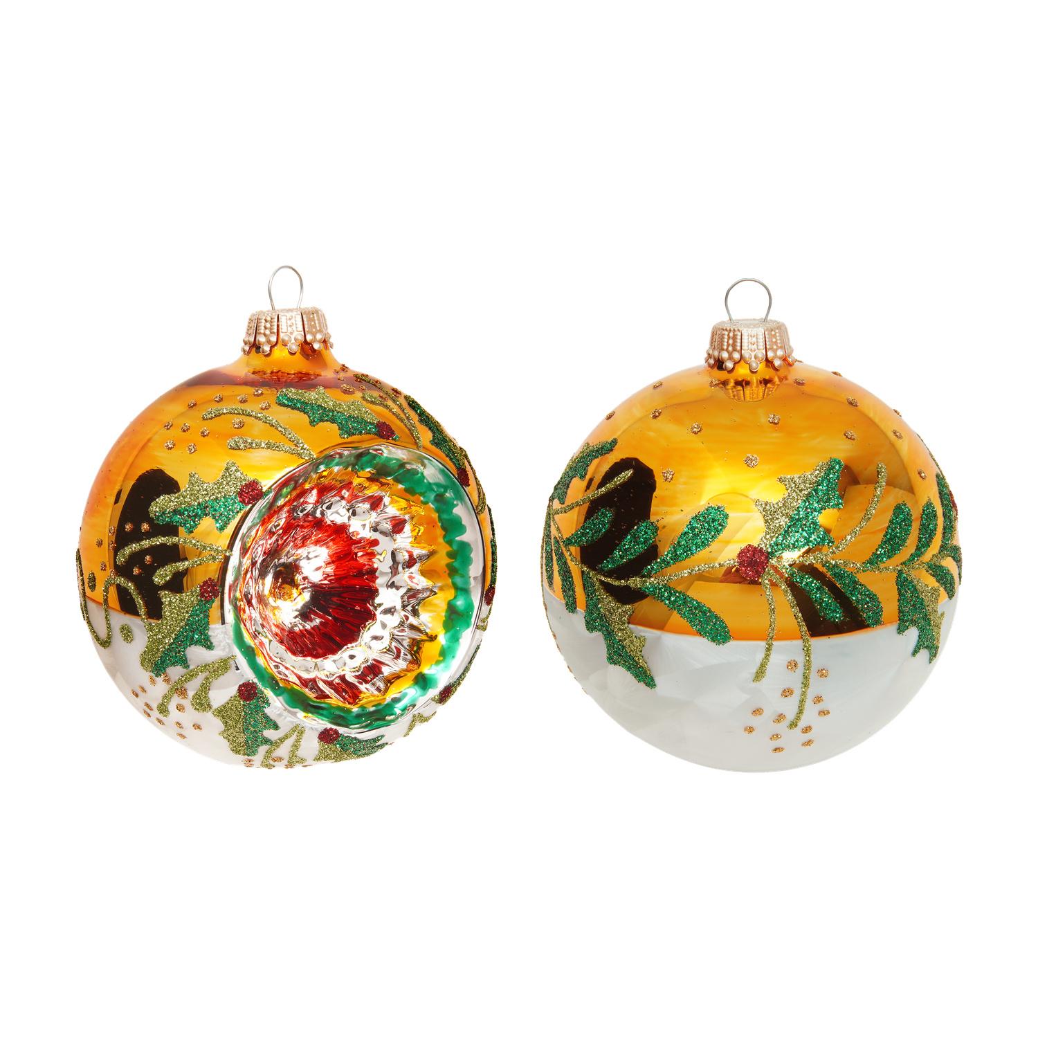 Weihnachtskugeln Reflex Winterzweige Goldfarbig 8cm