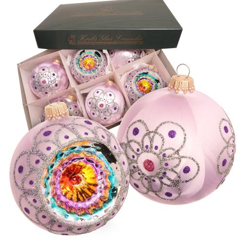 Weihnachtskugel Reflex- und Kugelset violett 8cm