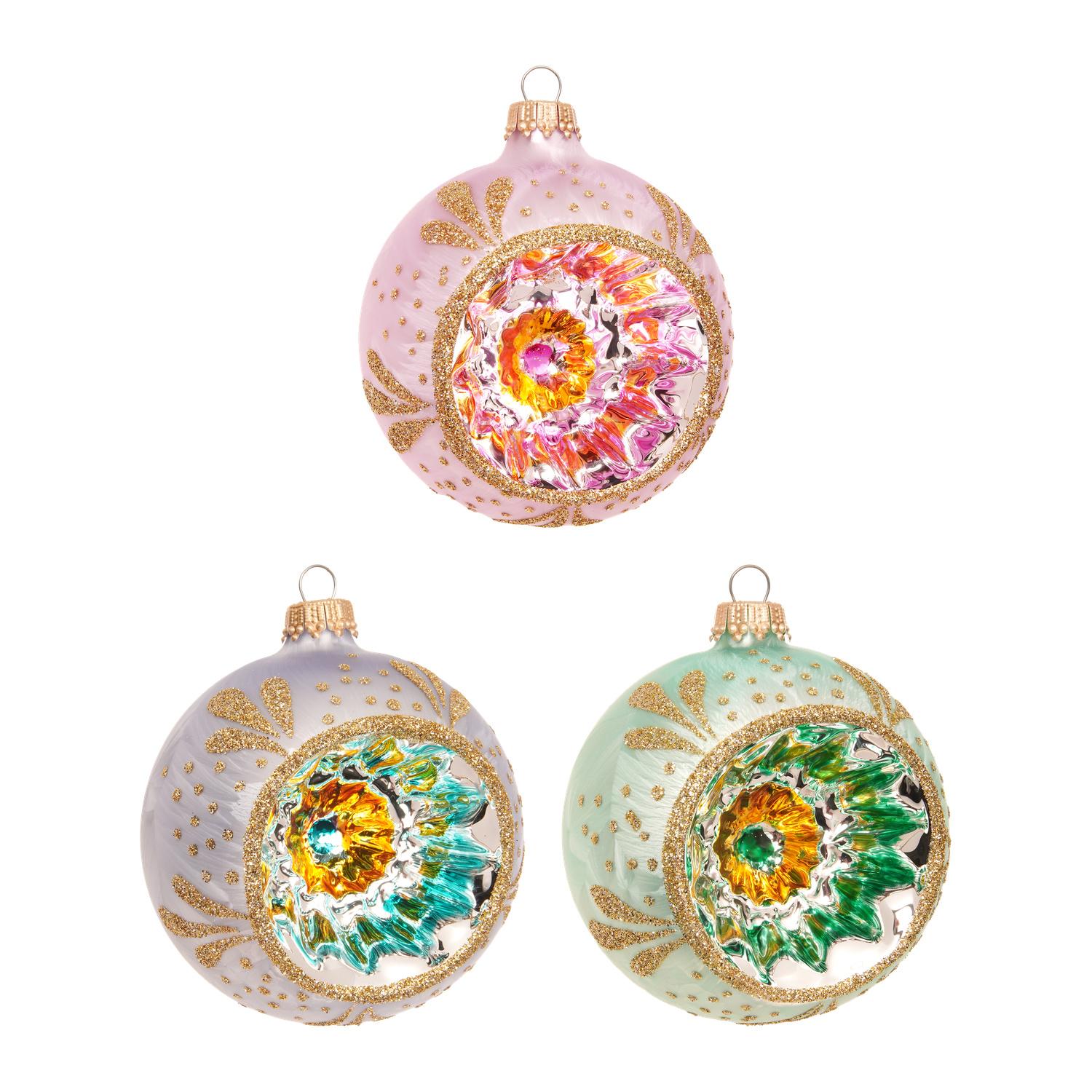 Weihnachtskugeln Set Reflexe Pastell Mehrfarbig 8cm