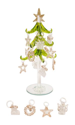 Home Decor Kristallbaum mit Ornamenten Transparent 21cm