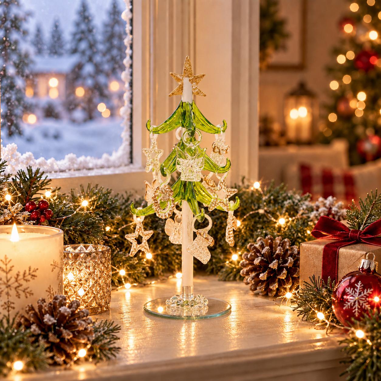 Weihnachtsdekoration Kristallbaum mit Ornamenten Transparent 21cm