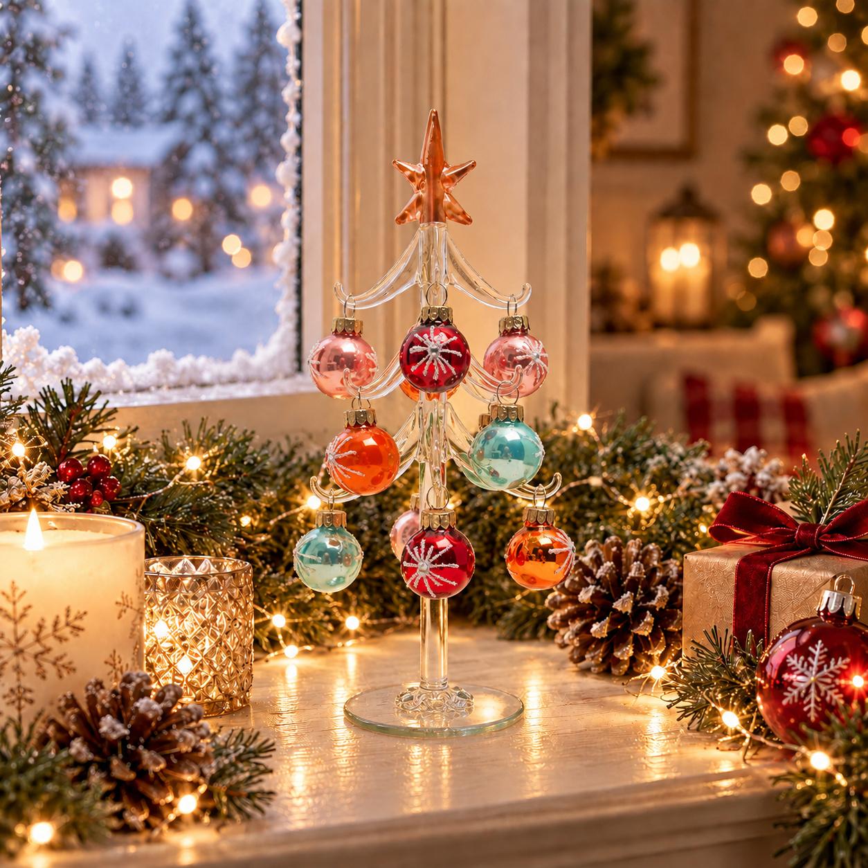 Weihnachtsdekoration Kristallbaum mit Ornamenten Mehrfarbig 26cm