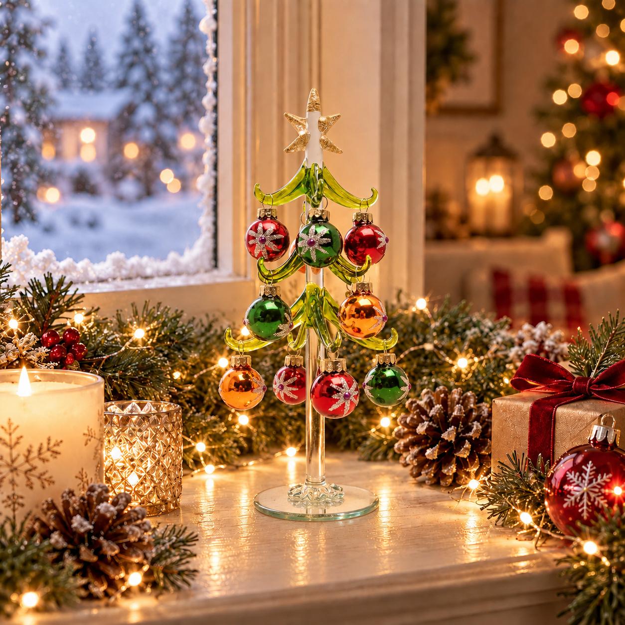 Weihnachtsdekoration Kristallbaum mit Ornamenten Traditionell Mehrfarbig 26cm