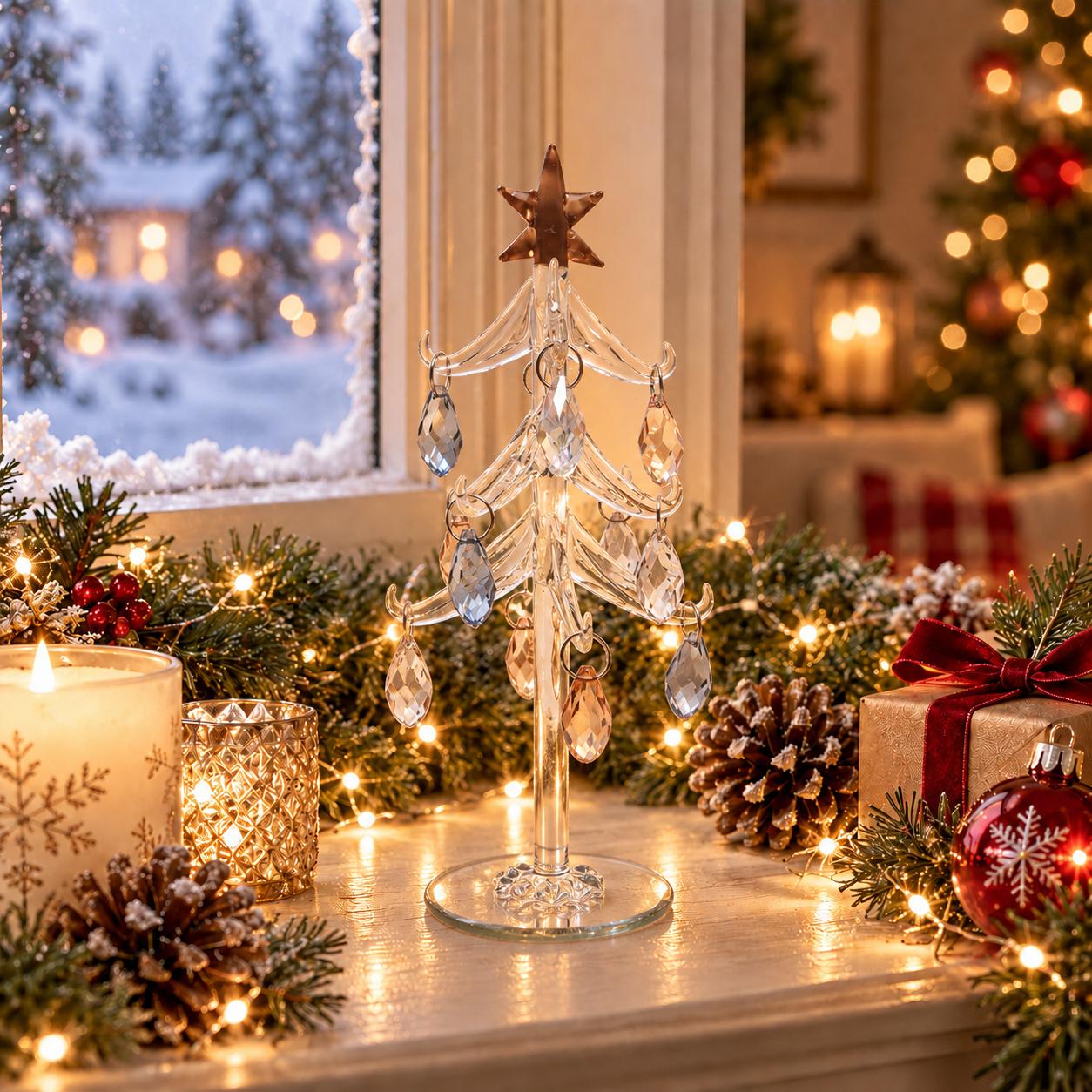 Weihnachtsdekoration Kristallbaum mit Ornamenten Mehrfarbig 21cm