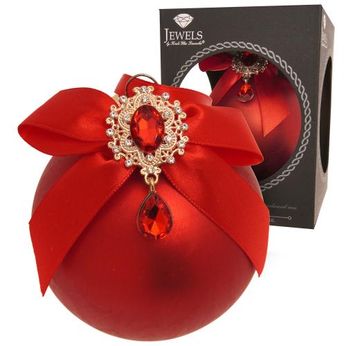Weihnachtskugel Strassstein, Schleife, Eisdesign rot 8cm