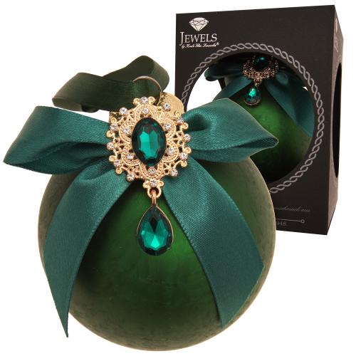 Weihnachtskugel Strassstein, Schleife, Eisdesign grn 8cm