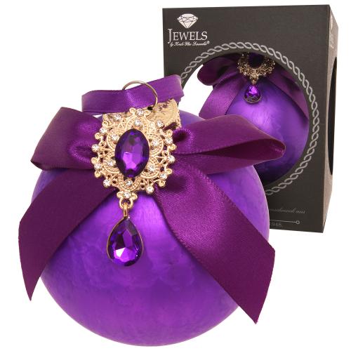 Weihnachtskugel Strassstein, Schleife, Eisdesign violett 8cm