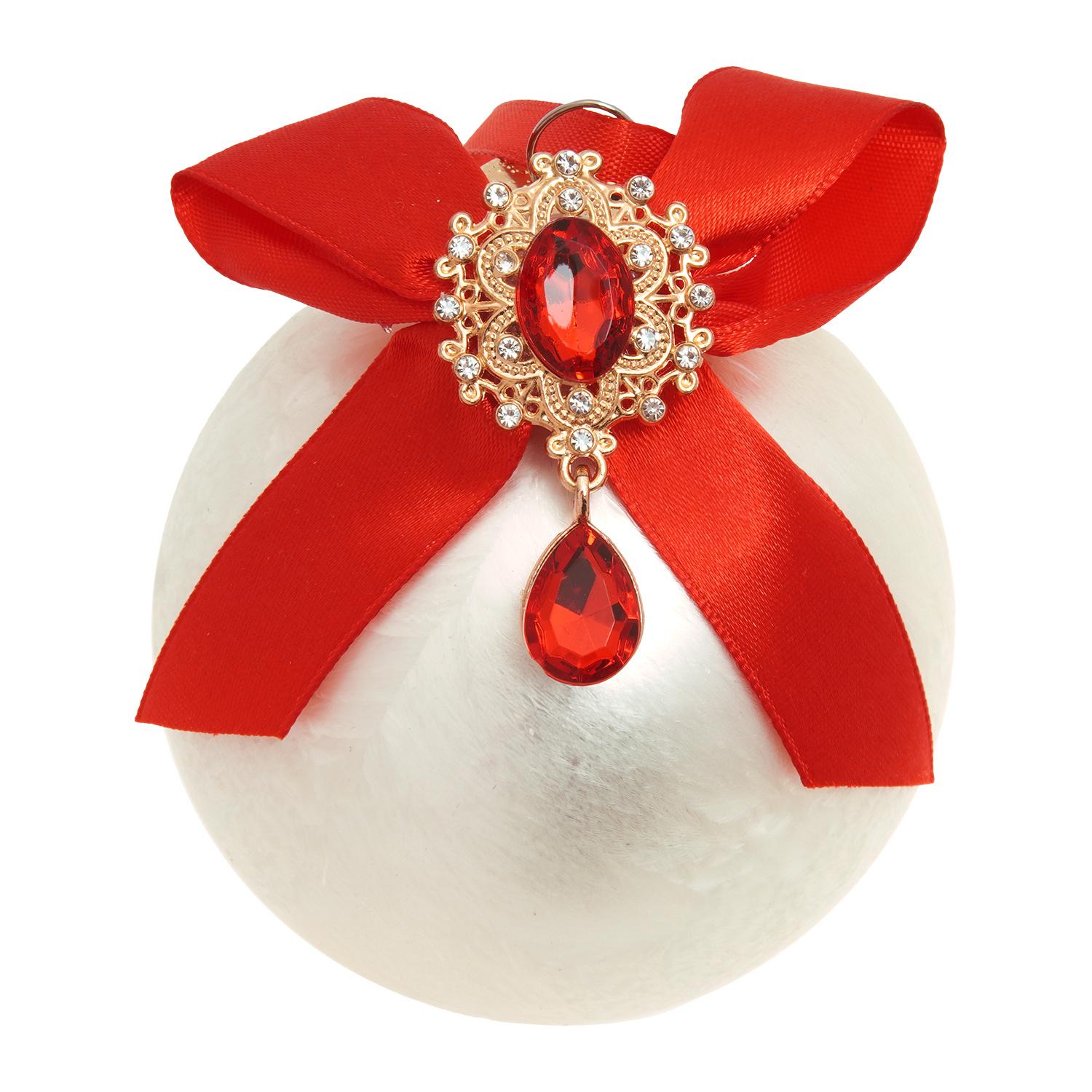 Weihnachtskugel Strassstein Schleife Eisdesign Wei� 8cm