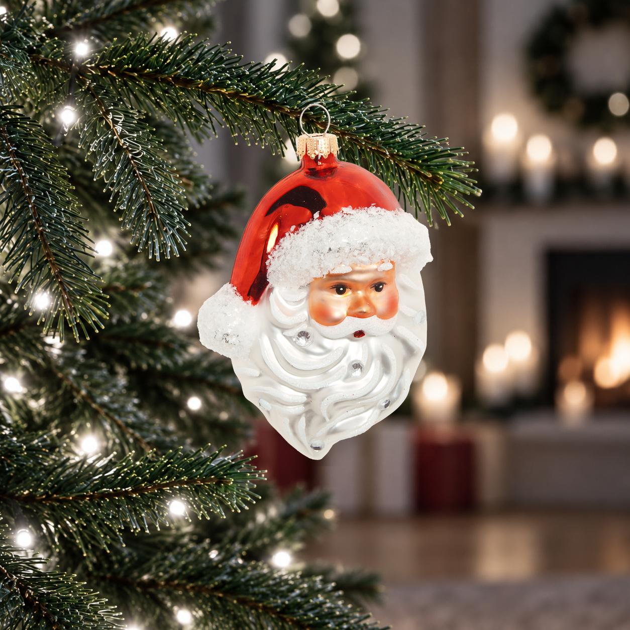 Baumschmuck Santa-Kopf Mehrfarbig 11cm