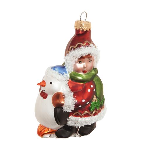 Baumschmuck Mdchen mit Pinguin mehrfarbig 12cm