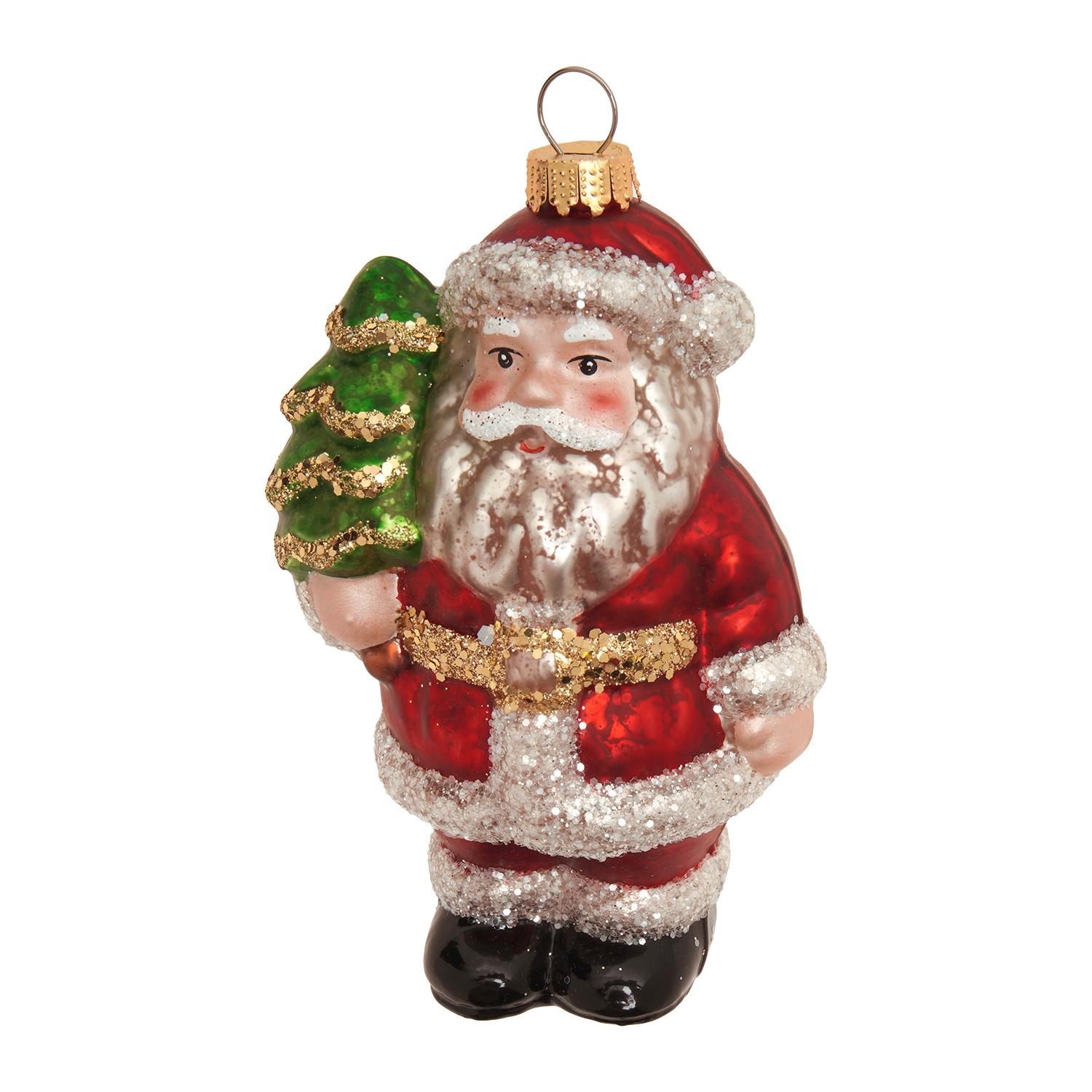 Baumschmuck Santa Nostalgie mit Baum Rot 11cm