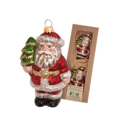 Baumschmuck Santa nostalgisch mit Baum rot 11cm