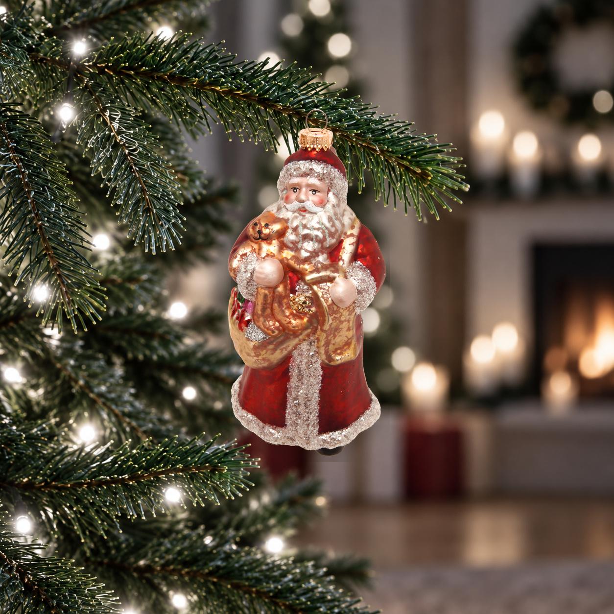 Baumschmuck Santa Nostalgie mit Korb Rot 17cm