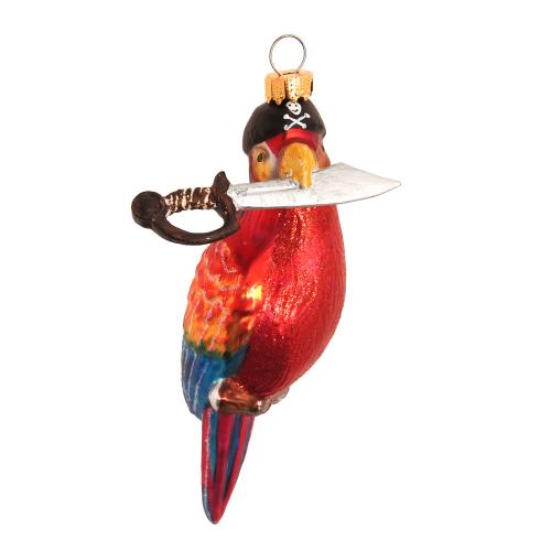 Baumschmuck Papagei mit Sbel rot 13cm