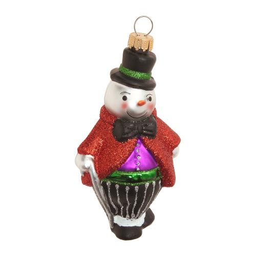 Baumschmuck Schneeman mit Zylinder Mehrfarbig 11cm