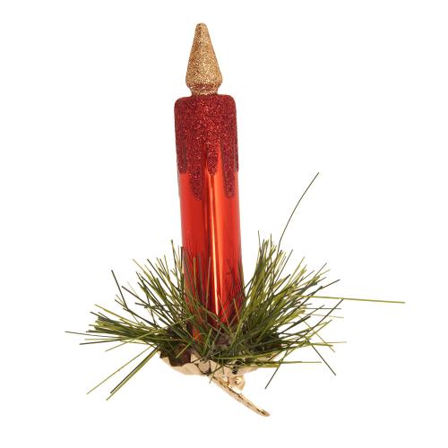 Baumschmuck Kerze auf Klipp rot 11cm