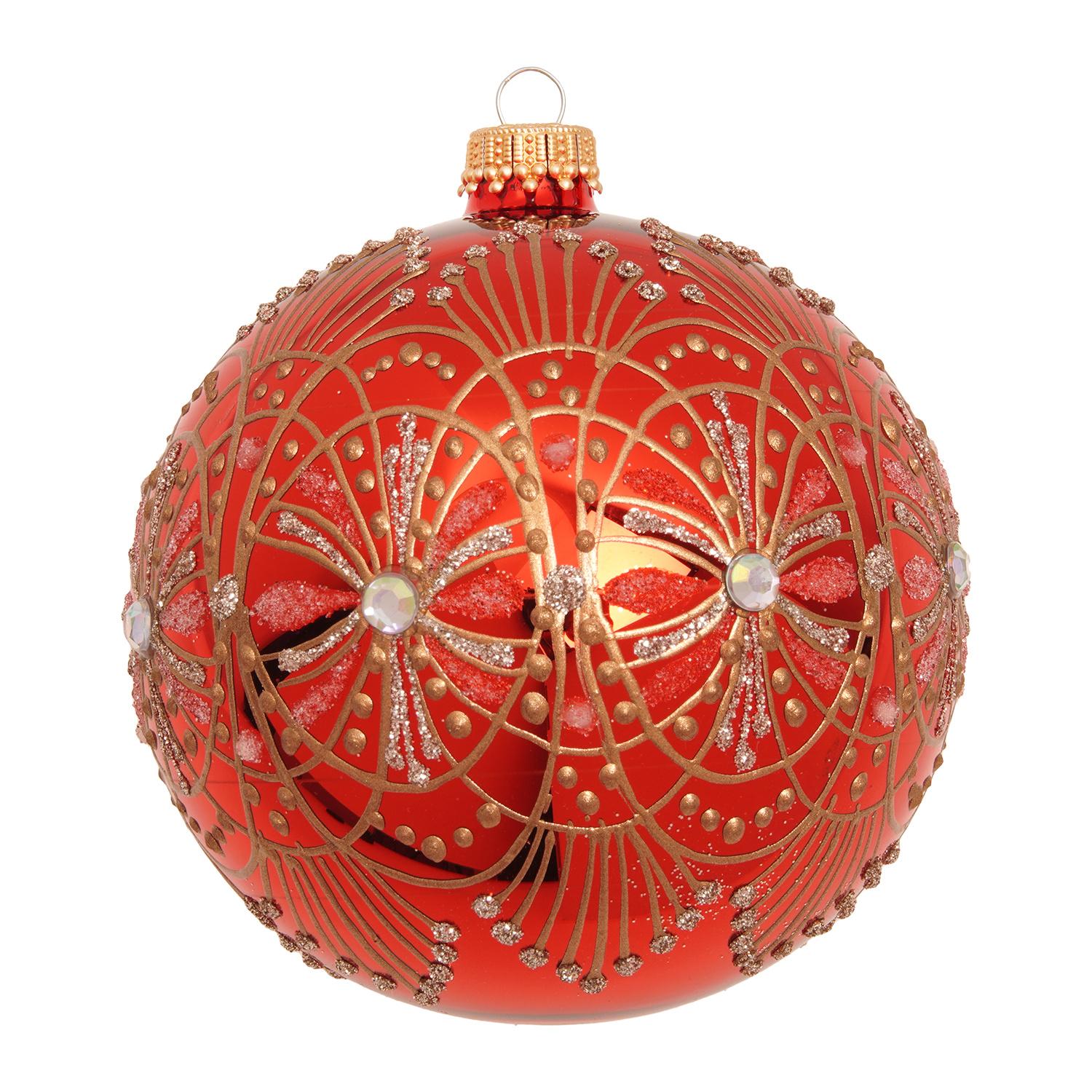 Weihnachtskugel Jugendstil Rot 10cm