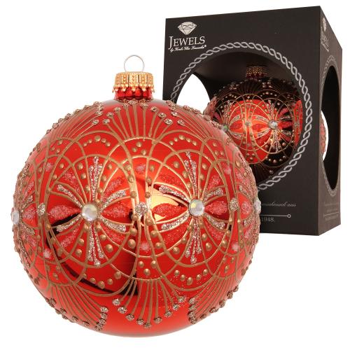 Weihnachtskugel Jugendstil rot 10cm