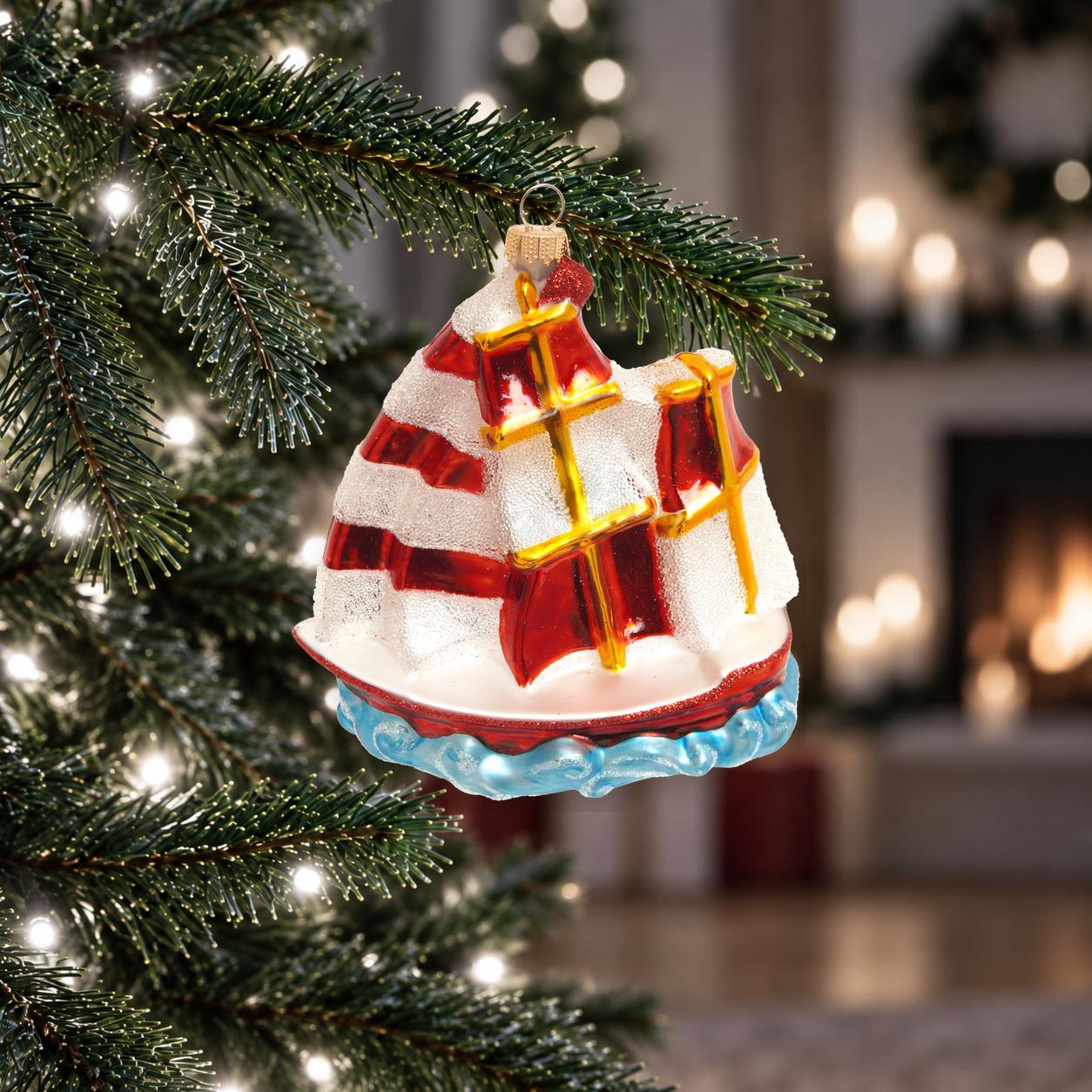 Baumschmuck Segelschiff Rot 12cm