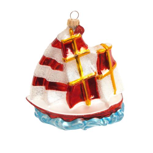 Baumschmuck Segelschiff rot 12cm