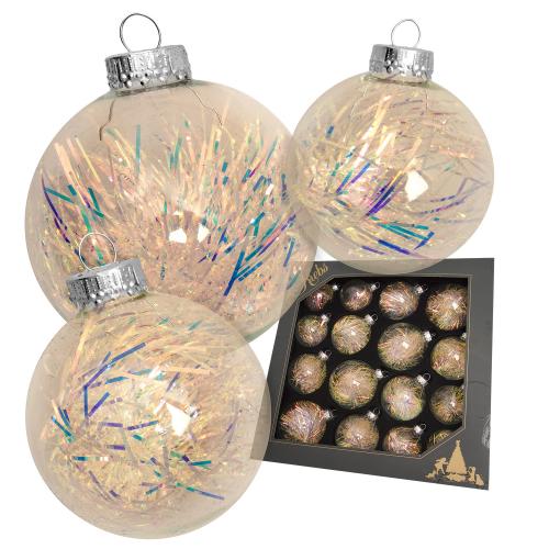 Weihnachtskugeln Kugelsortiment Lametta Goldfarbig 7cm