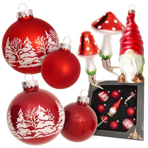 Baumschmuck Sortiment skandinavisch rot 5/7/10cm