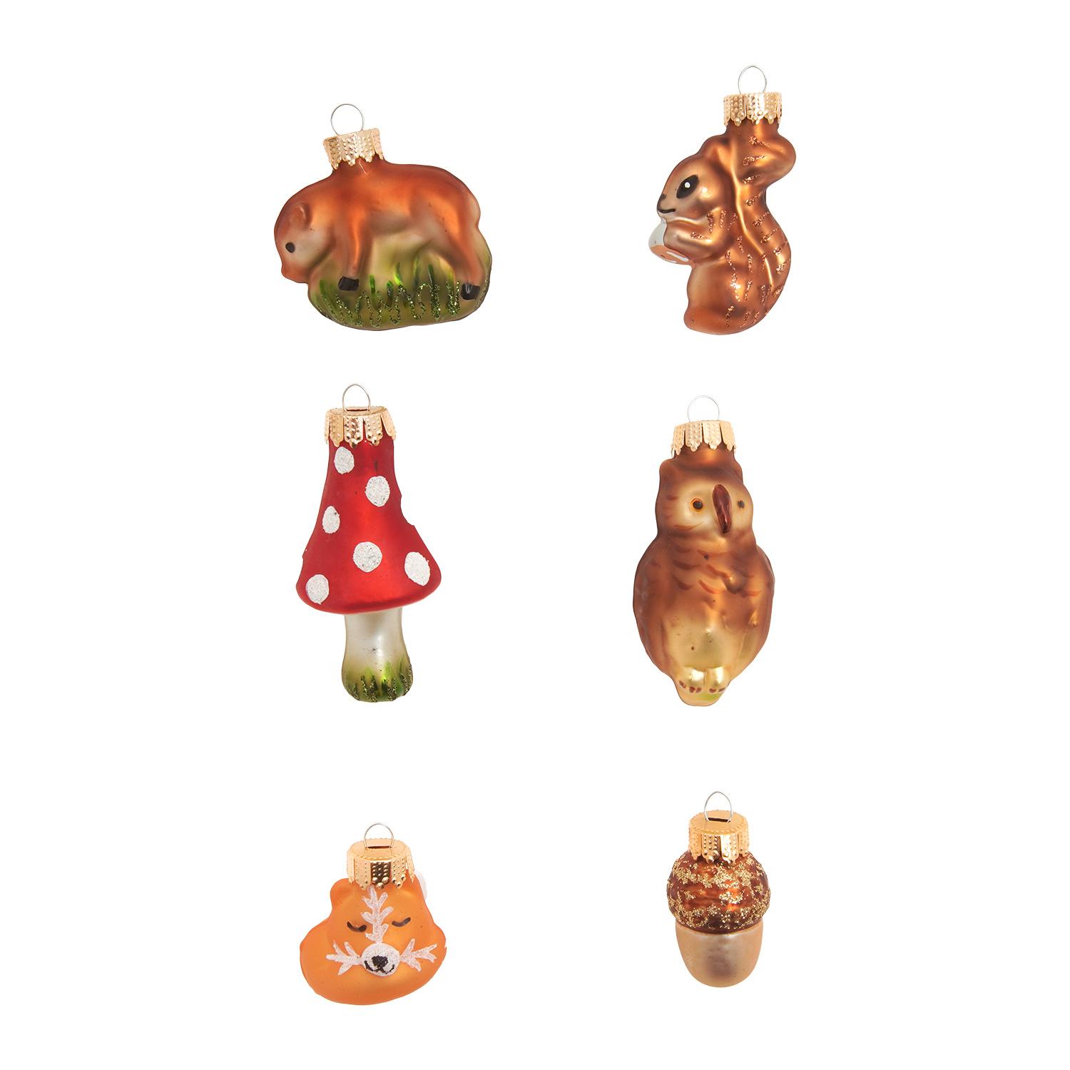 Baumschmuck Waldtiere Mini-Set Mehrfarbig 5cm