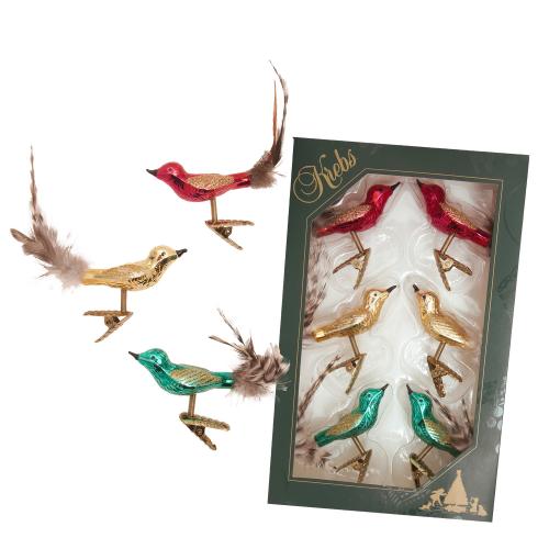 Baumschmuck Minivogelset mehrfarbig 6cm