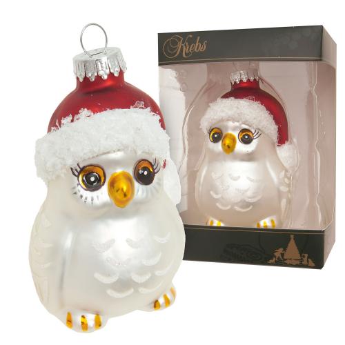 Baumschmuck Eule mit Weihnachtsmtze silber 9cm