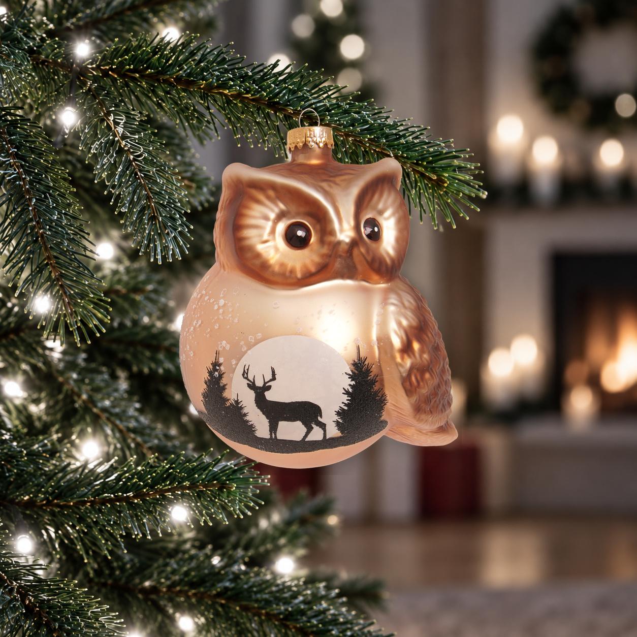 Baumschmuck Kugeleule Braun 11cm