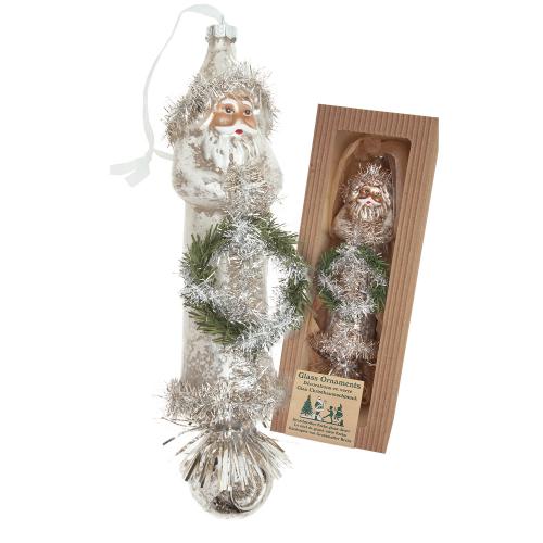Baumschmuck Santa nostalgisch Kranz und Reflektor silber 25cm