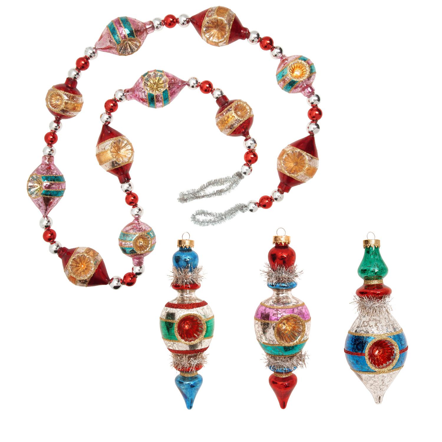 Baumschmuck Girlande Reflekorformen Nostalgie Mehrfarbig 140cm