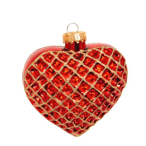 Baumschmuck Waffelherz rot 9cm