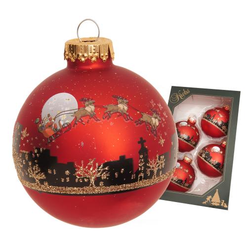 Weihnachtskugel Santa mit Rentieren rot 67cm